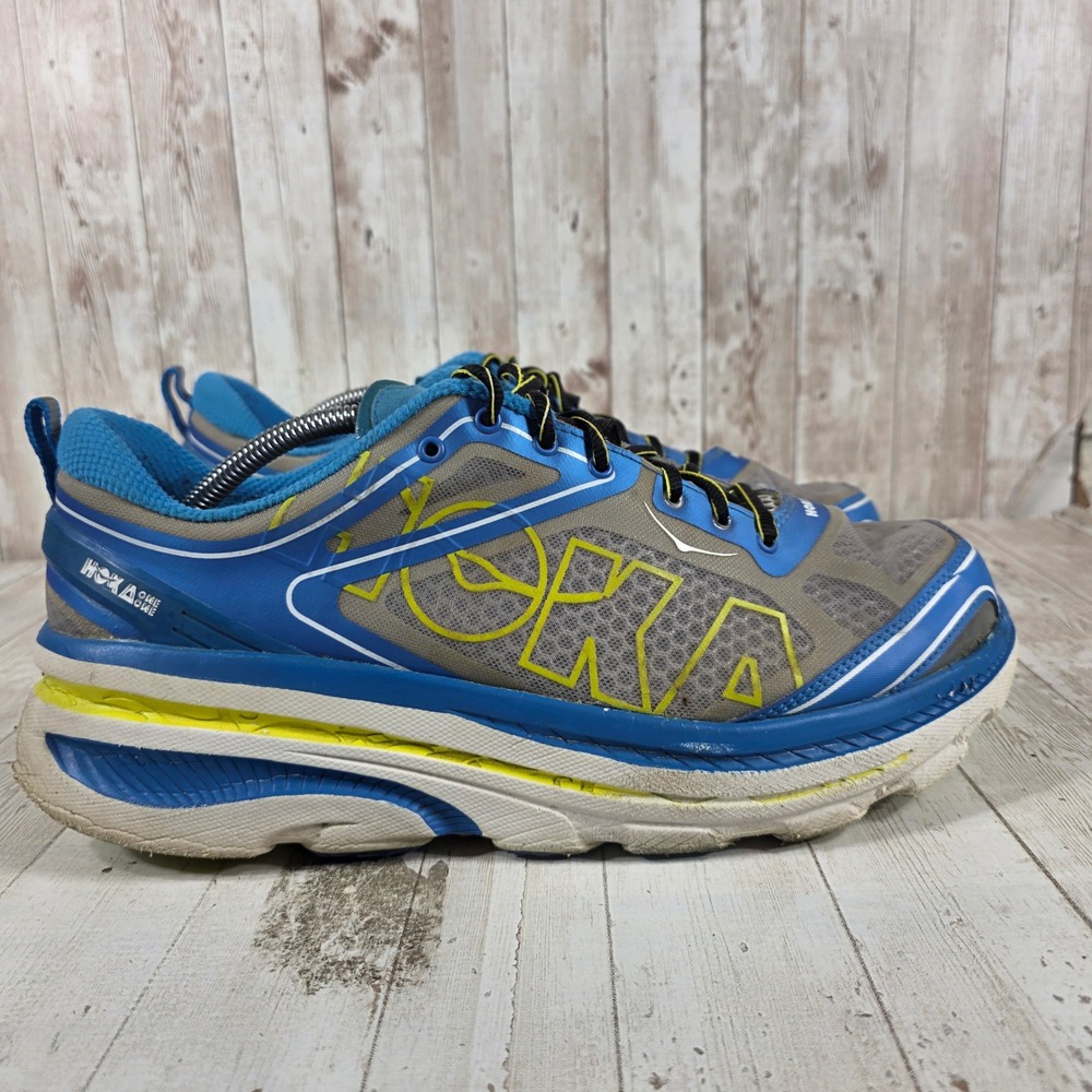 Hoka One One Bondi 3 Mens 12 Blue Grey Yellow‎ Running Shoes 30609 029 BBHC
